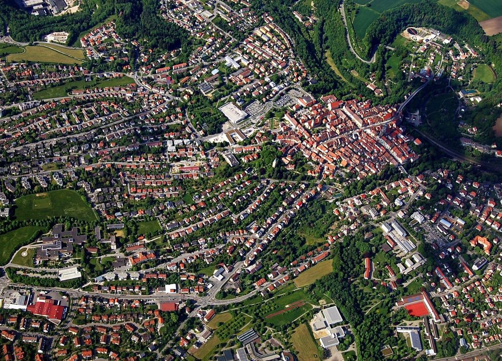 Luftbild der Region rund um Rottweil